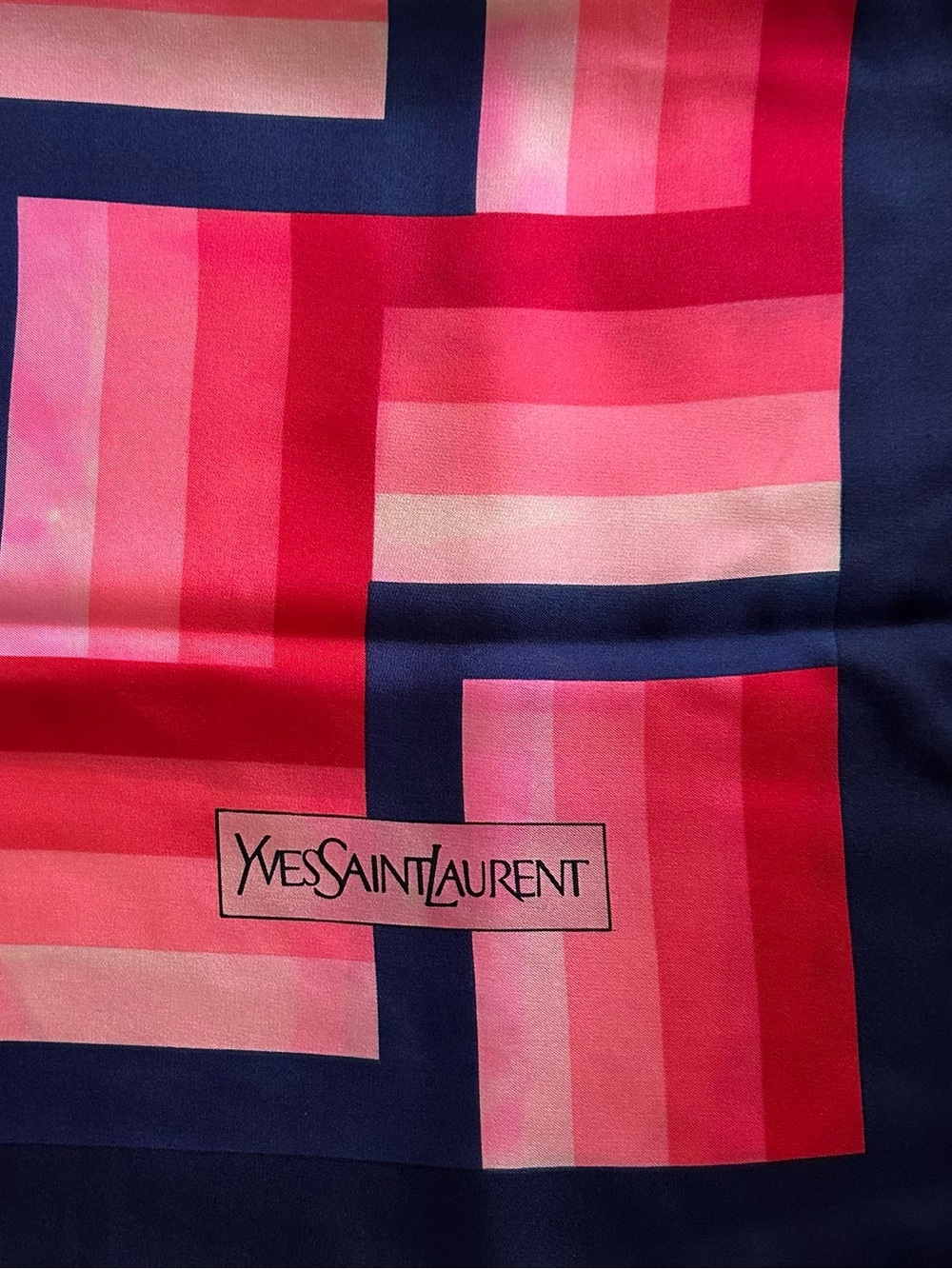 Authentic Yves Saint Laurent Geometric Silk Scarf